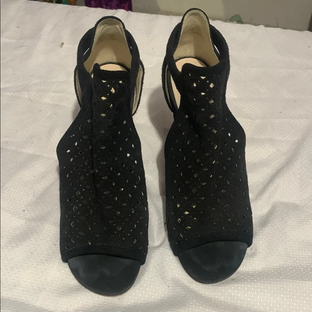 Cole Haan Black Heeled Shoes with Intricate Design - Picture 1 of 5